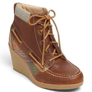 SERRY top-siders Bailey brown leather wedge leather laces
